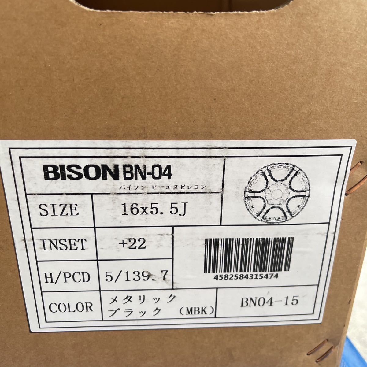 【BISON BN-04】16×5.5J+22 139.7/5H◆JWL-T メタリックブラック　バイソン　4本セット　スズキ　ジムニーJB23JB64_画像9