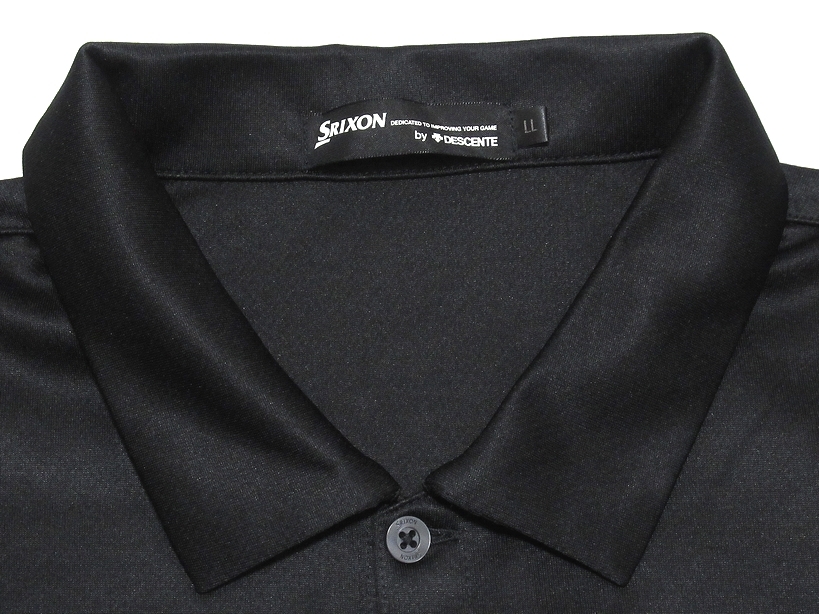 極美品 SRIXON by DESCENTE スリクソン デサント ゴルフ 2021SS プロスタイル 吸汗速乾 ストレッチ 半袖ポロシャツ ブラック LL メンズの画像6