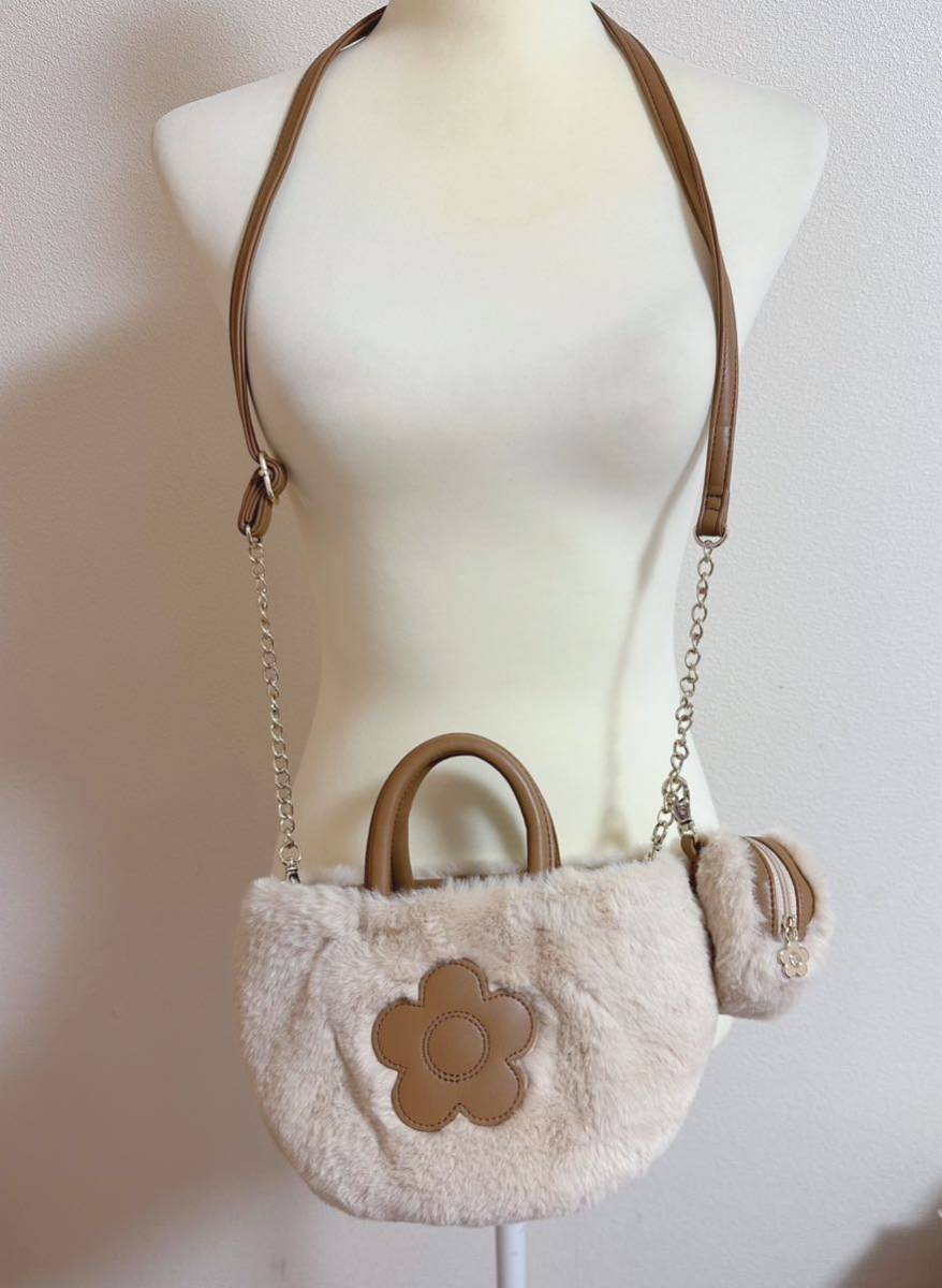 mary quant fur shoulder bag fur pouch attaching 