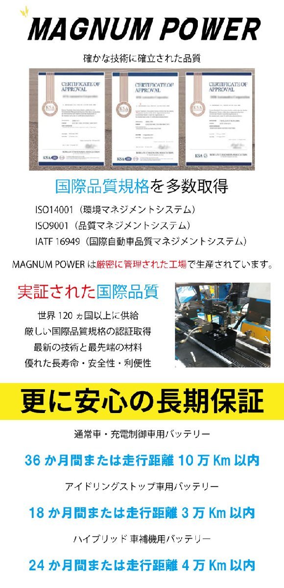 アルファード AGH30W 寒冷地仕様 バッテリー MF90D23L マグナムパワー 自動車バッテリー 充電制御車対応 国産車用 バッテリー引取無料_画像3