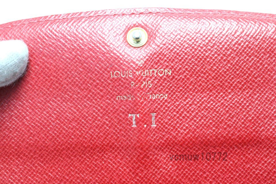 近年モデル希少美中古■LOUIS VUITTON ダミエ ポルトフォイユエミリー レザー 2つ折り長財布 ルイヴィトン■0111ua834-5K_画像7