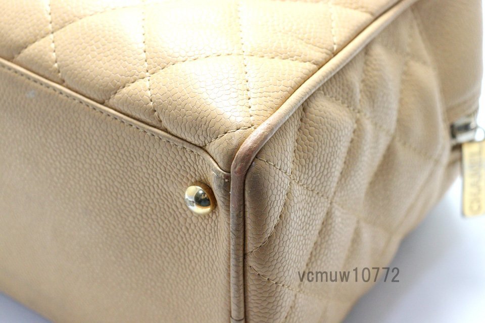 希少美中古■CHANEL 9番台 キャビアスキン マトラッセ デカココ レザー ハンドバッグ シャネル■0118eh244-2D_画像5