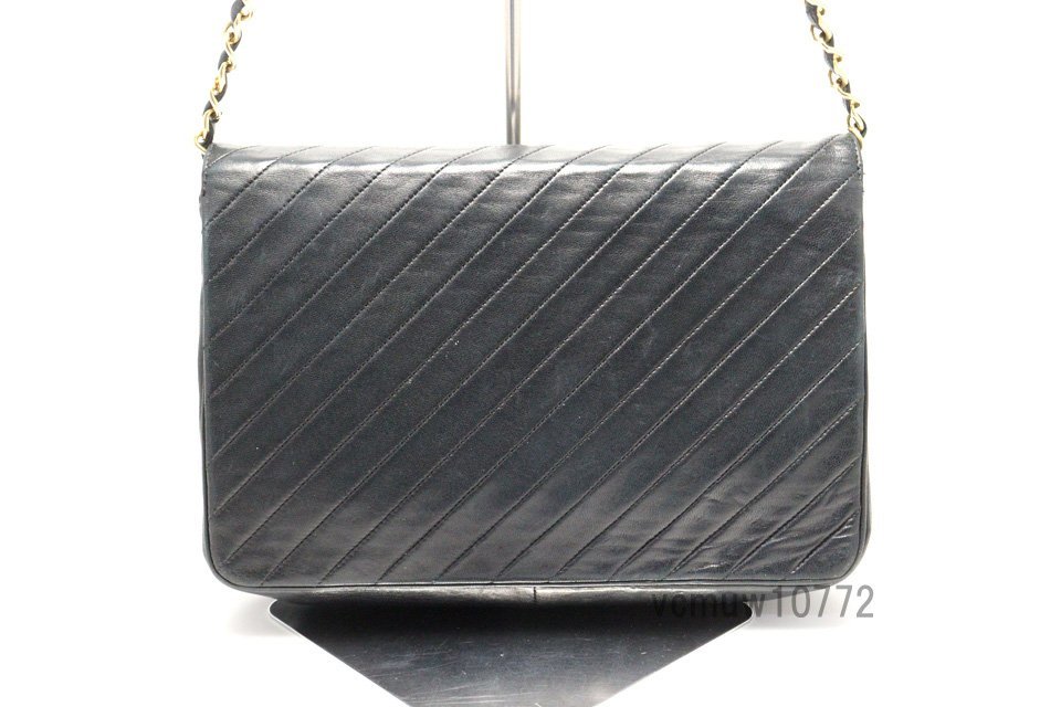 希少美中古■CHANEL 1番台 バイアスステッチ レザー チェーンショルダーバッグ シャネル■0118ra458-6K_画像2