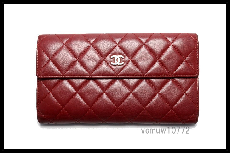 希少美中古■CHANEL 17番台 マトラッセ Wホック レザー 2つ折り長財布 シャネル■0125ha6447781_画像1