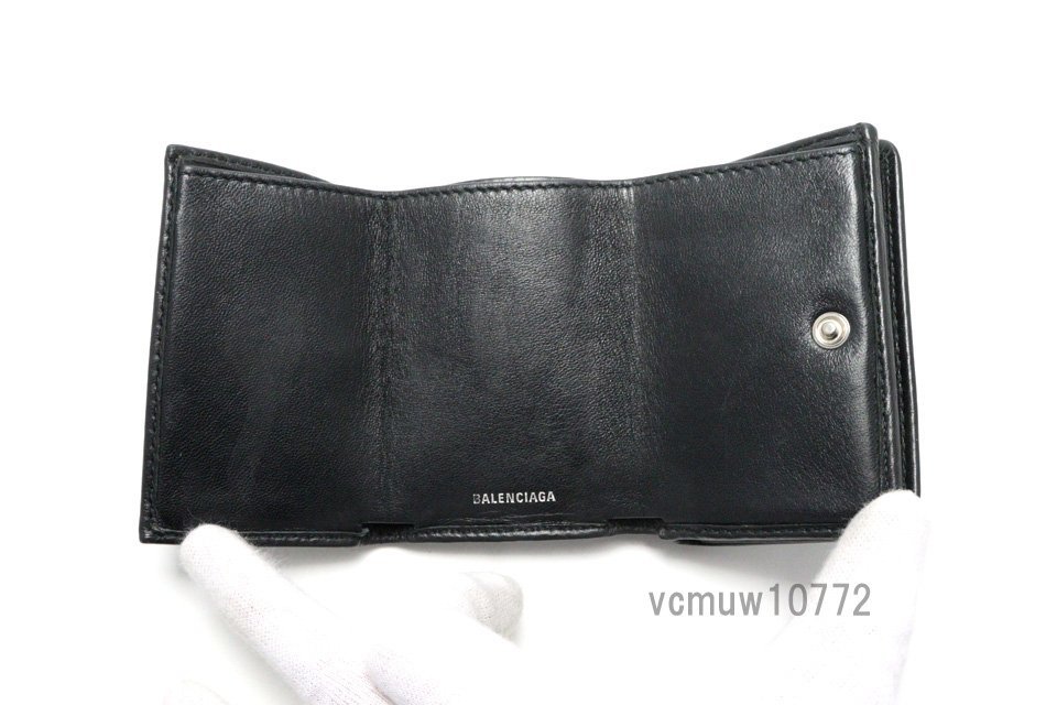 希少美中古■BALENCIAGA ロゴ レザー 3つ折り財布 バレンシアガ■0104hs551-7_画像4