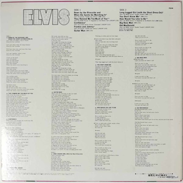43727★美盤 Elvis Presley / Sings Hits From His Movies, Volume 1_画像2
