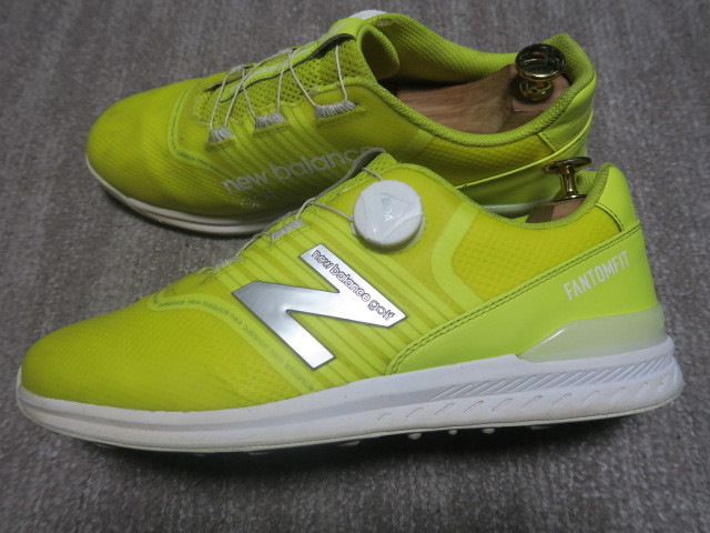 美品 new balance ニューバランス ゴルフシューズ スパイクレス メンズ BOA ダイヤル式 UGBS996 US9.0 JP27.0cm LIME系_画像3