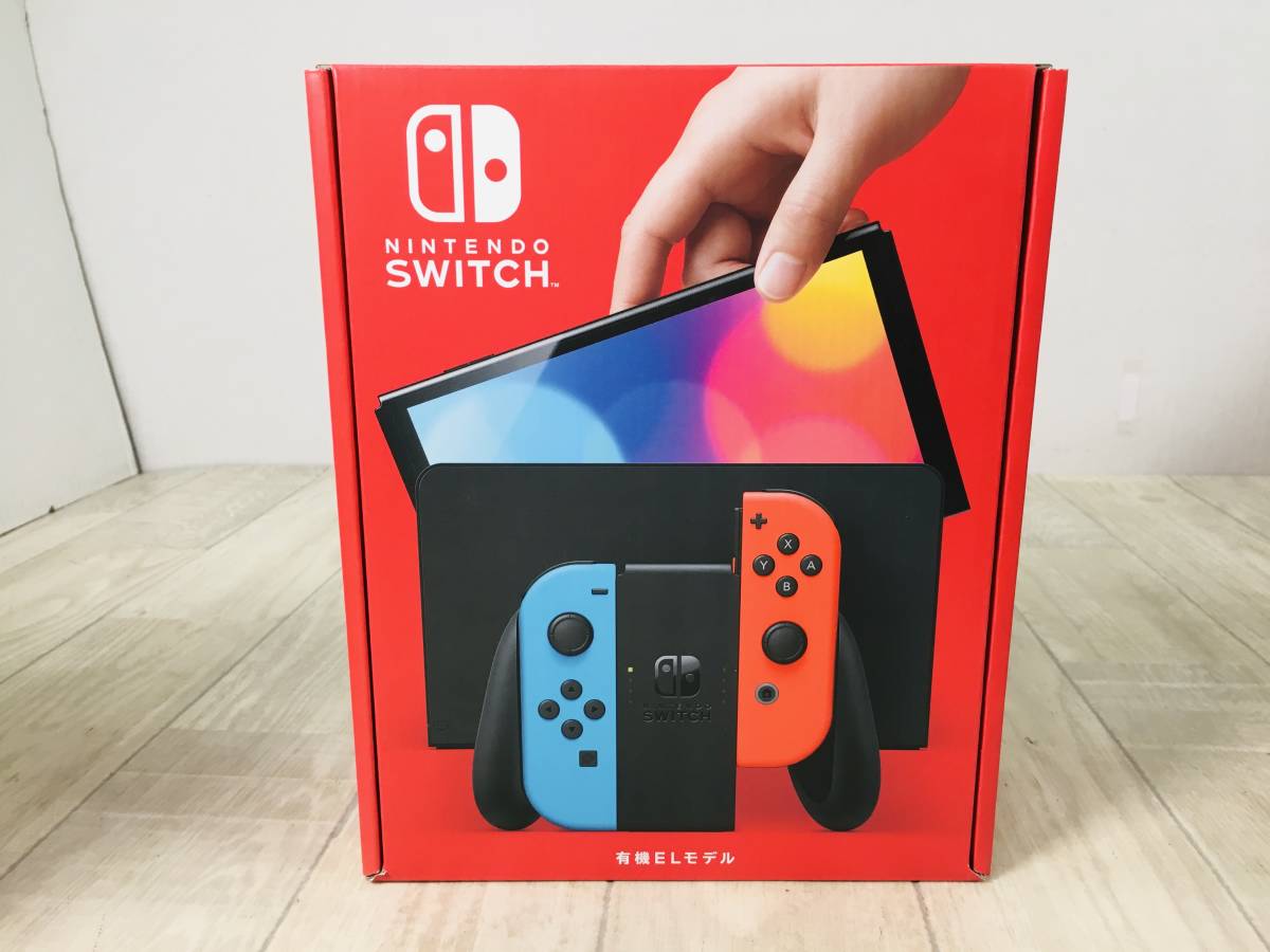 56★★未使用 Nintendo Switch(有機ELモデル) Joy-Con(L) ネオンブルー/(R) ネオンレッド