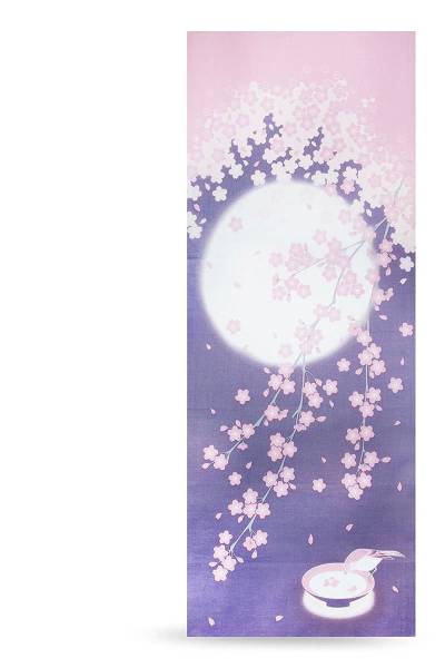 新品　「四季彩布」 日本手ぬぐい　月と桜_画像1