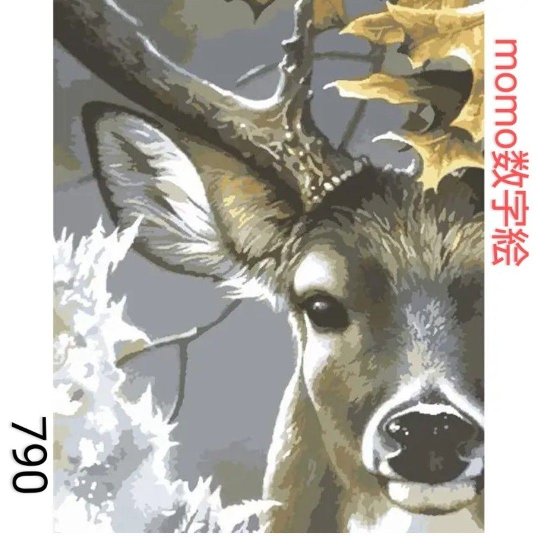 【銀鹿(790)】da1　ペイントバイナンバー　大人の塗り絵　油絵　数字絵