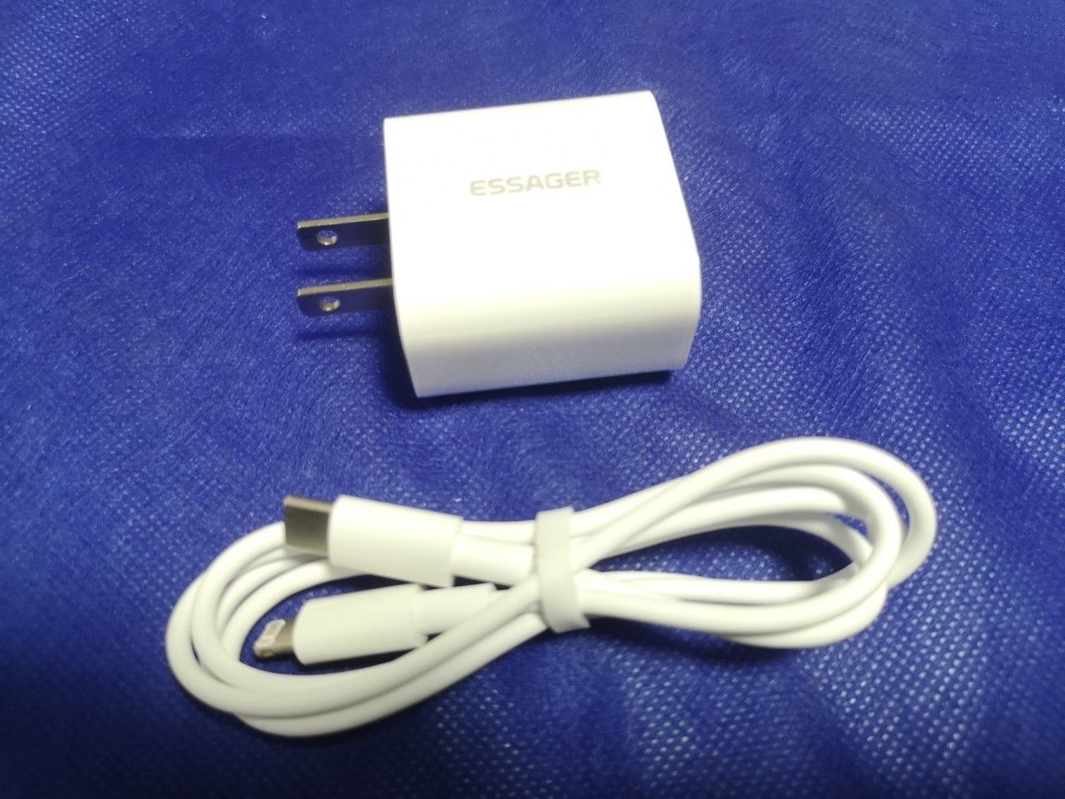 新品未開封 ESSAGER ES-CD30 PD20W充電器 + iPhone用Lightningケーブルセット 急速充電 USB