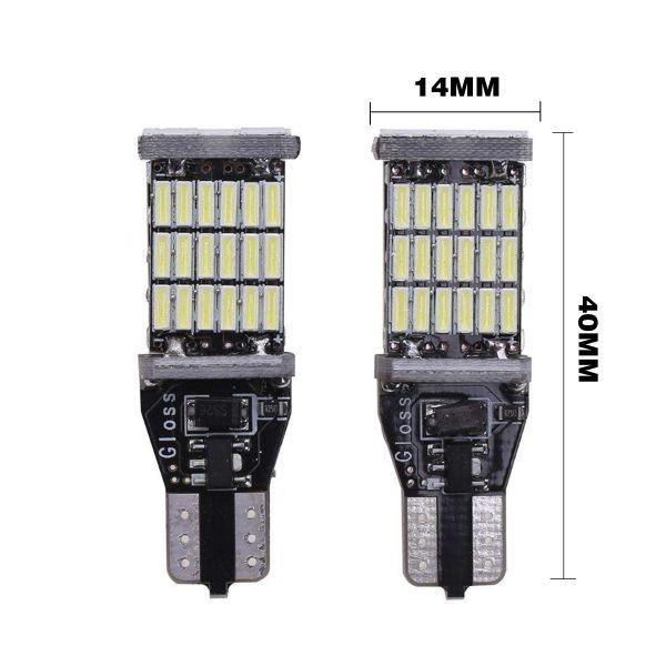 LED T10/T15/T16 45個連 高輝度 バックランプ LEDウェッジ球 LEDバルブ 無極性 キャンセラー内蔵 6500k 10個セット N503_画像4