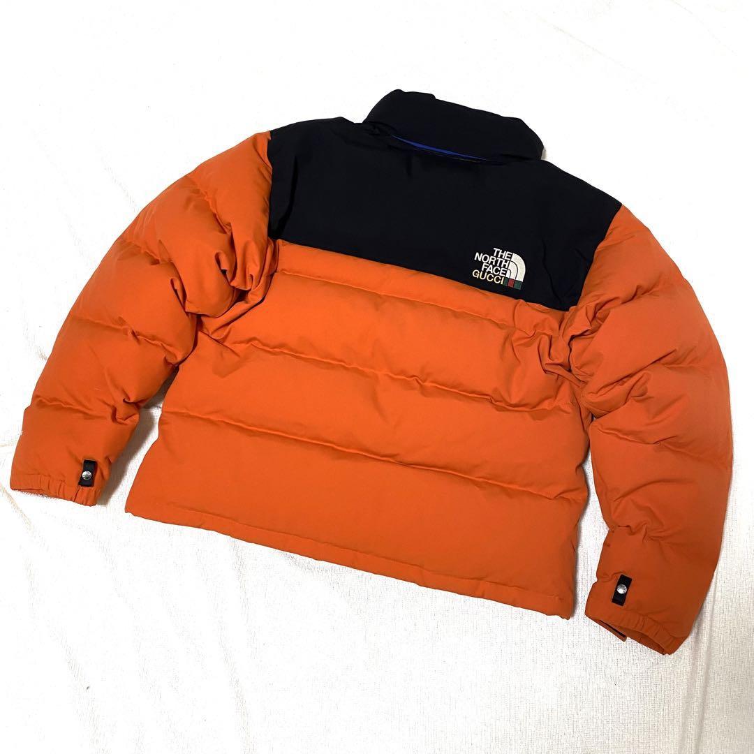 極美品　GUCCI×THE NORTH FACE グッチ×ザ・ノース・フェイス コラボ　ダウンジャケット　ヌプシ　オレンジ×ブラック×ブルー_画像4