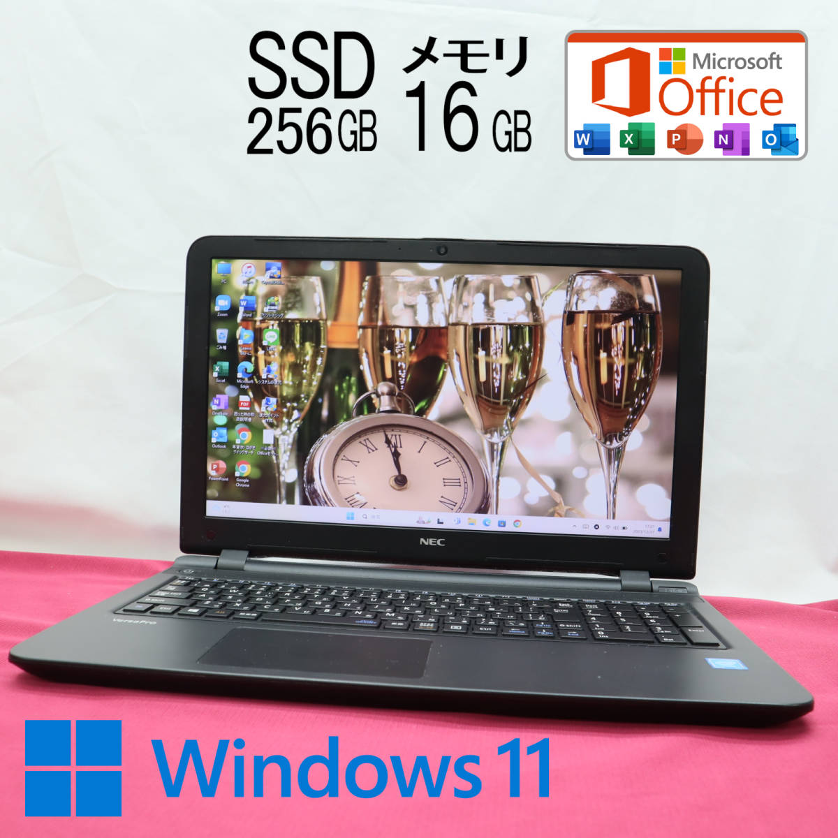 ★美品 新品SSD256GB メモリ16GB★VJ17E Webカメラ Celeron 3215U Win11 Microsoft Office 2019 Home&Business 中古品 ノートPC★P63631_画像1