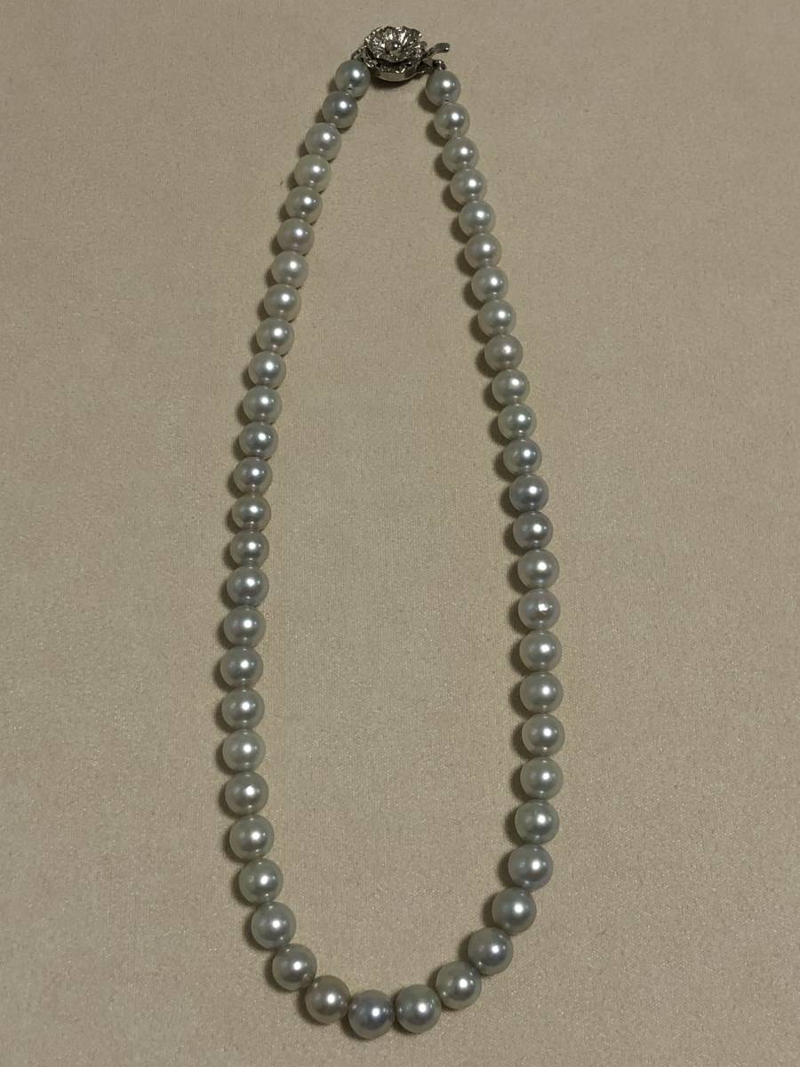 JY430-2-9【真珠】パール シルバーグレー 北宝研 ネックレス 7.5-8㎜ ラウンドシェープ 約43cm SV 37.2g ジュエリー 返品不可