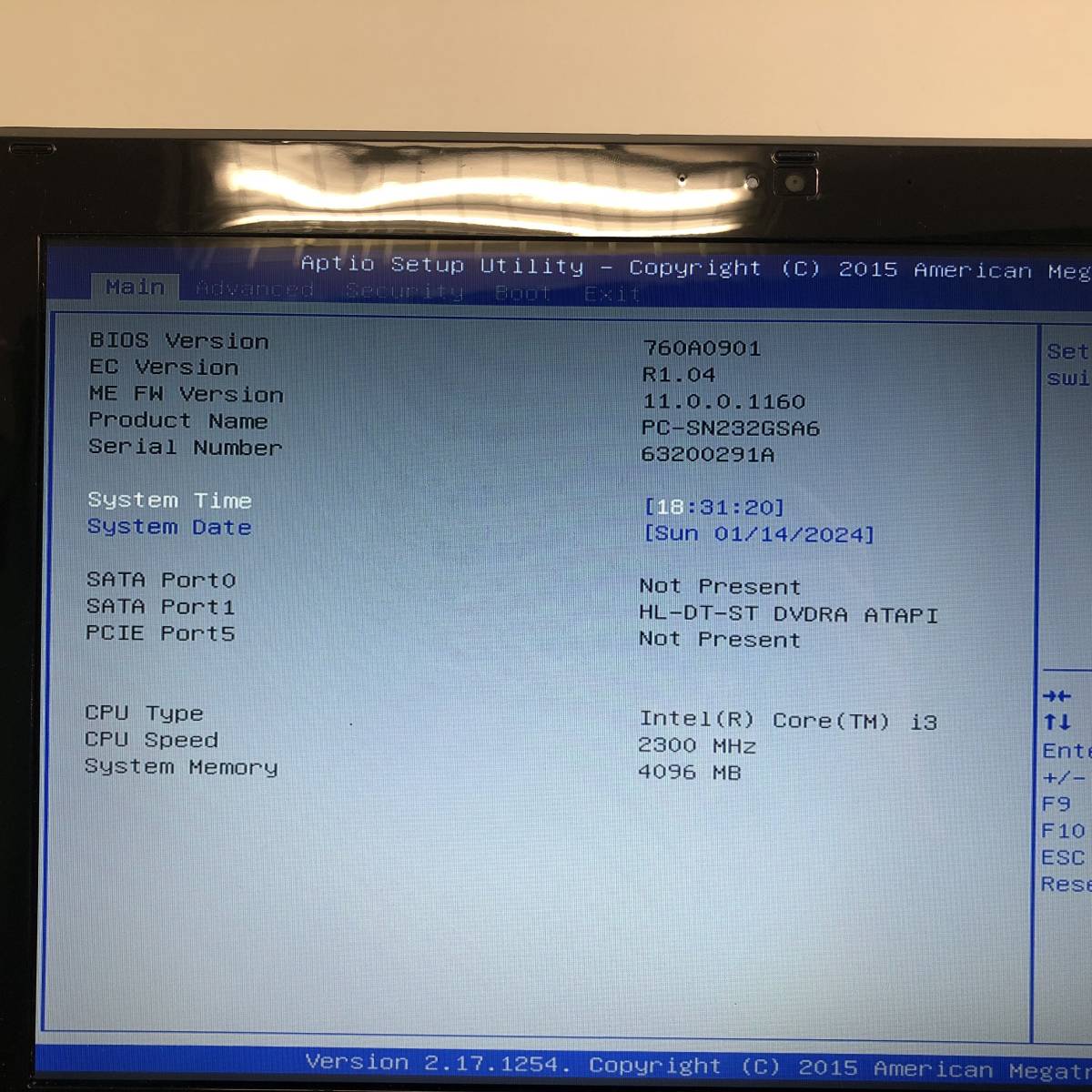 NEC PC-SN232GSA6 i3-6100U 2.30GHz 第6世代 動作確認 ジャンク ノートPC ノートパソコン N04の画像5