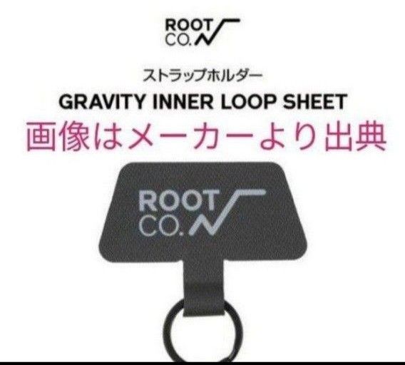 【１個+１枚】ROOT CO. スマホ ストラップ ホルダー ブラック ルートコー ステッカー（白）