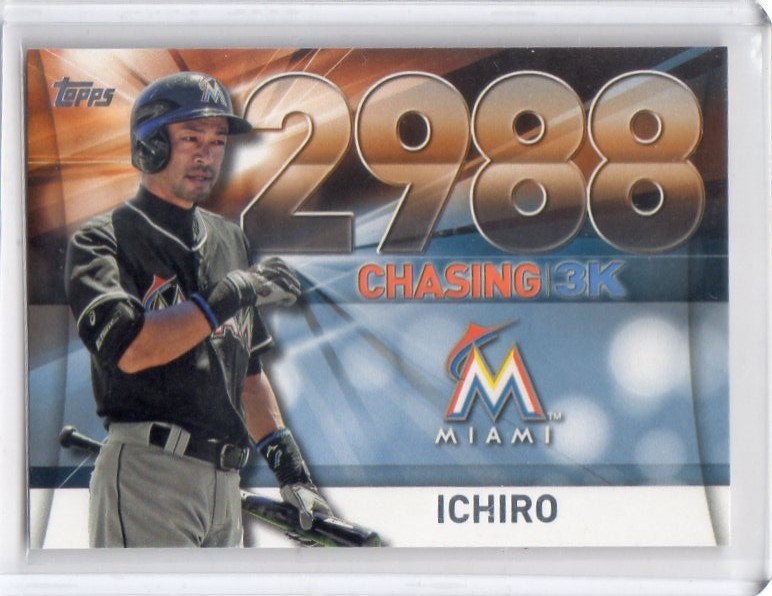 ●イチロー　カード　Vol.2534　2016TOPPS CHASING 3K #3000-58　MLB通算2988安打　マイアミ・マーリンズ_画像1