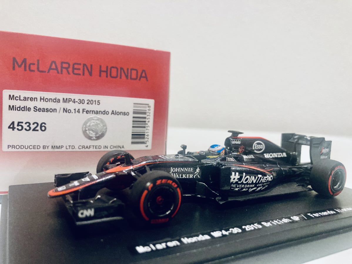 【送料無料】1/43 EBBRO Mclaren Honda マクラーレン ホンダ MP4-30 #14 F.アロンソ イギリスGP 2015 ジョニーウォーカー仕様_画像1