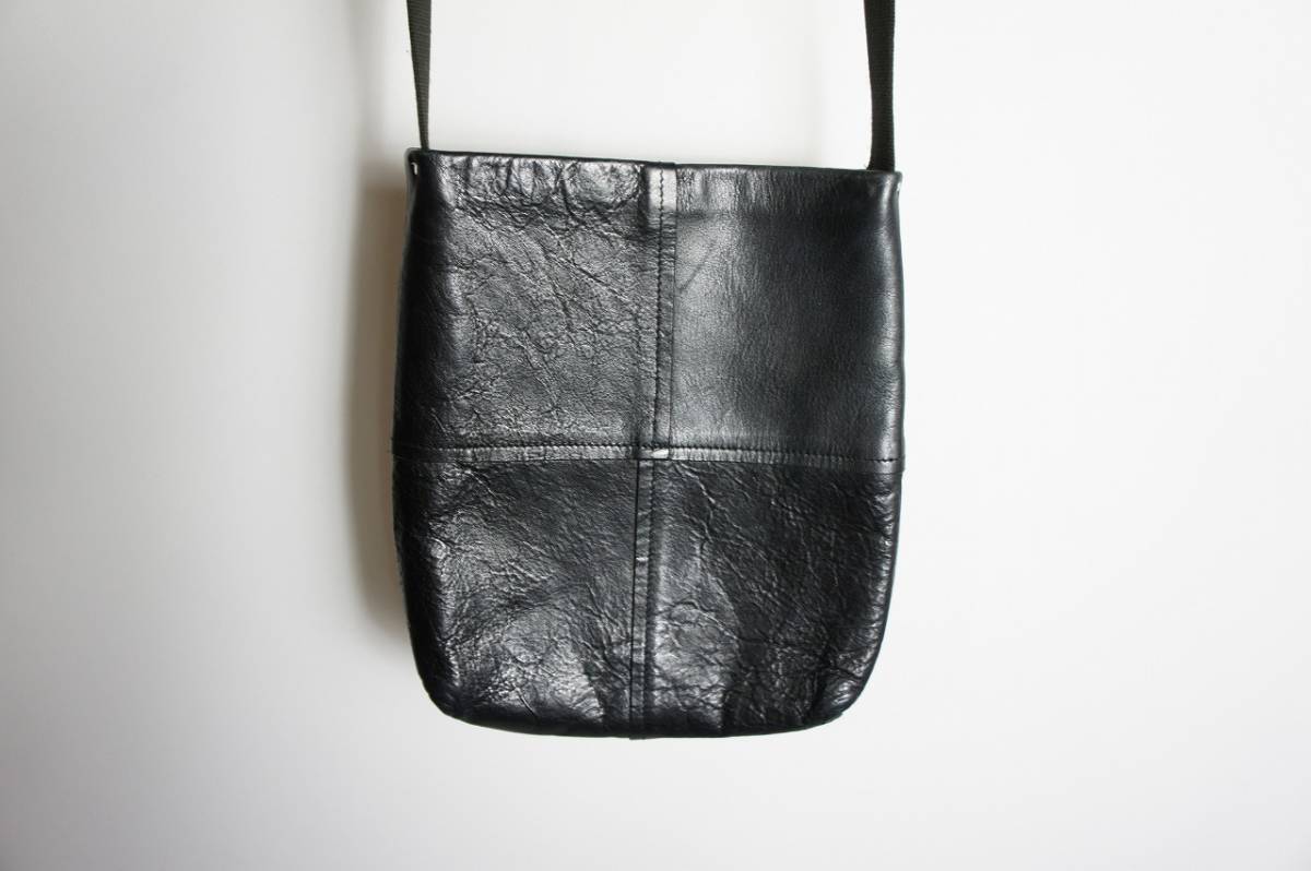  regular SUNSEA sun si-Leather Pochette leather pochette sakoshu pouch shoulder bag black genuine article 128O