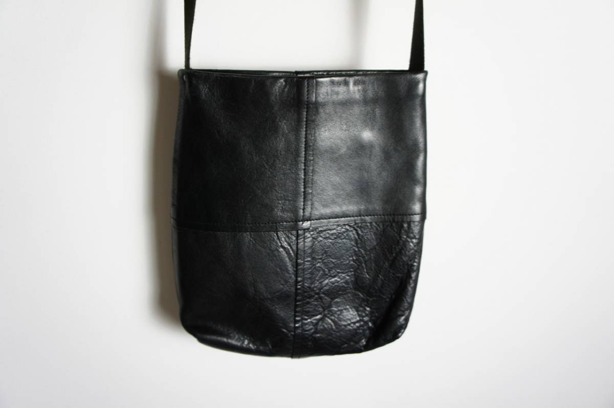  regular SUNSEA sun si-Leather Pochette leather pochette sakoshu pouch shoulder bag black genuine article 128O