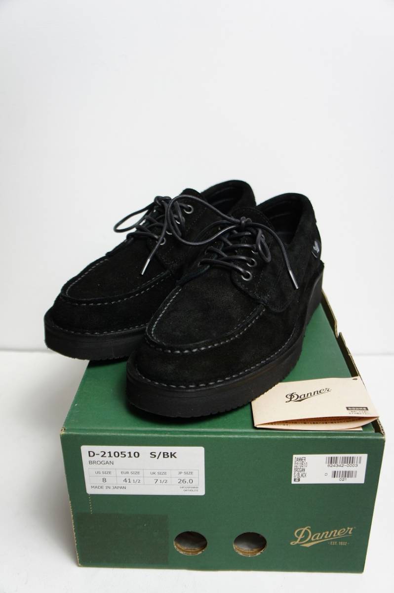 美品 Dannerダナー BROGAN ブローガン ワーク シューズ ローカット ブーツ ローファー SUEDE LEATHER スエードレザー D210510 黒26cm 113O_画像1