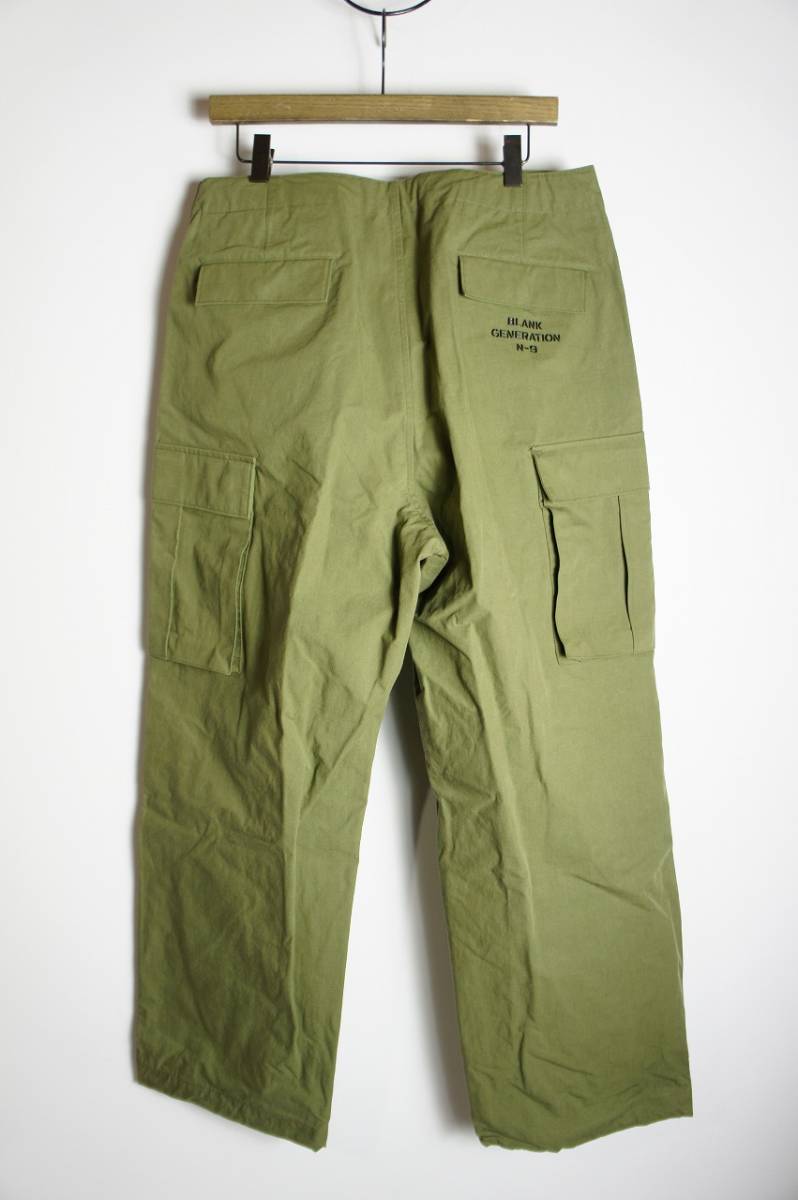 美品 21AW NUMBER (N)INE ナンバーナイン WIDE-LEG COTTON-NYLON RIPSTOP CARGO TROUSERS ワイド カーゴ パンツ F21NP006 緑2本物 122Oの画像2