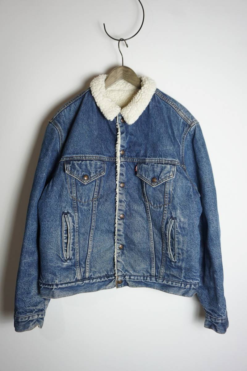 希少 正規 80S 90S Levi's リーバイス デニム ボア ジャケット USA製 71608 0216 青 サイズ46 本物 103O_画像1