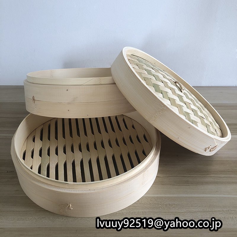 せいろ　蒸籠　業務用　中華蒸し器 二段蓋付　家庭用　竹製　料理器具　本格28cm_画像1
