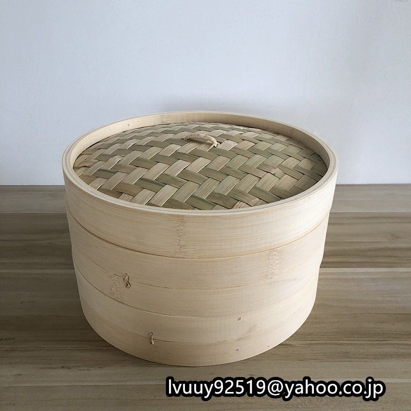 せいろ　蒸籠　業務用　中華蒸し器 二段蓋付　家庭用　竹製　料理器具　本格28cm_画像2