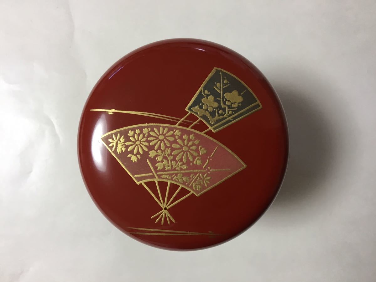 中棗 木製 朱絵付 縁金 扇面 茶道具 新品 _画像7