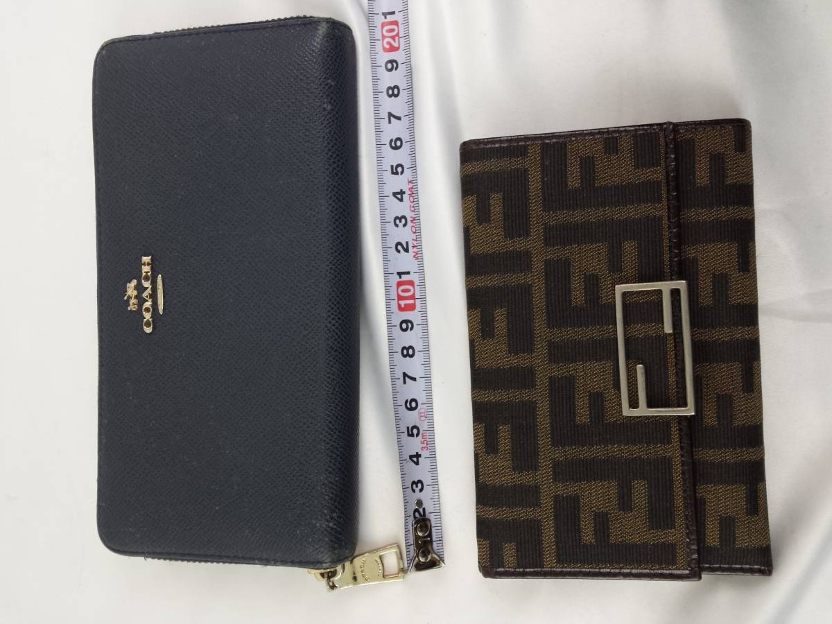 フェンディ FENDI 財布 長財布 ズッカ柄　コーチ　COACH　長財布　２個セット　中古_画像8