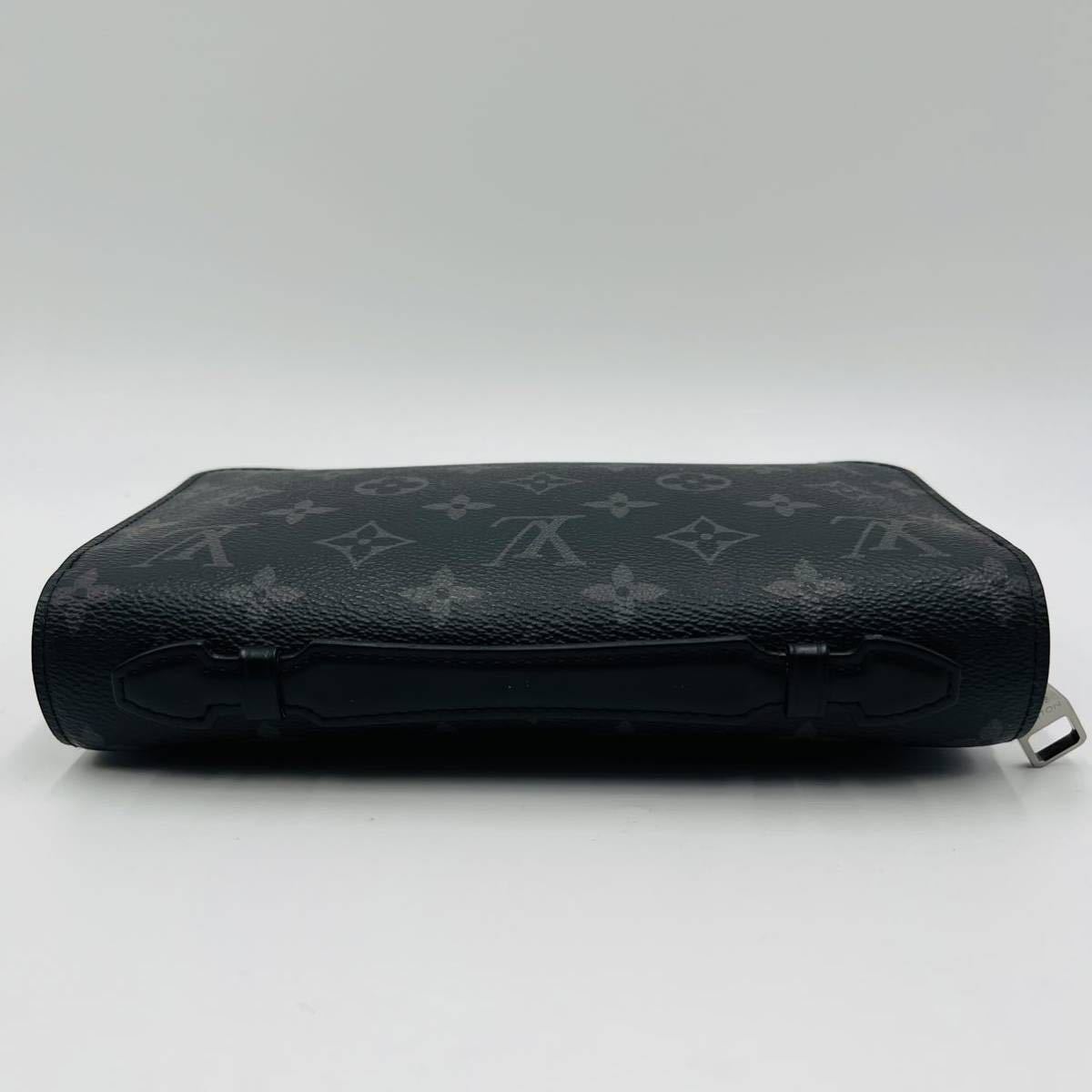 1円《現行モデル》LOUIS VUITTON ルイヴィトン モノグラムエクリプス ジッピーXL M61698 ブラック ラウンドファスナー 財布 セカンドバッグ_画像6