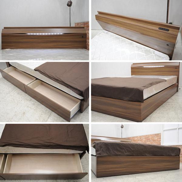  new goods mat attaching drawing out LED light lighting attaching double bed D bed set BR color storage bed .. stylish modern Northern Europe bed furniture :SB24BM45-KC