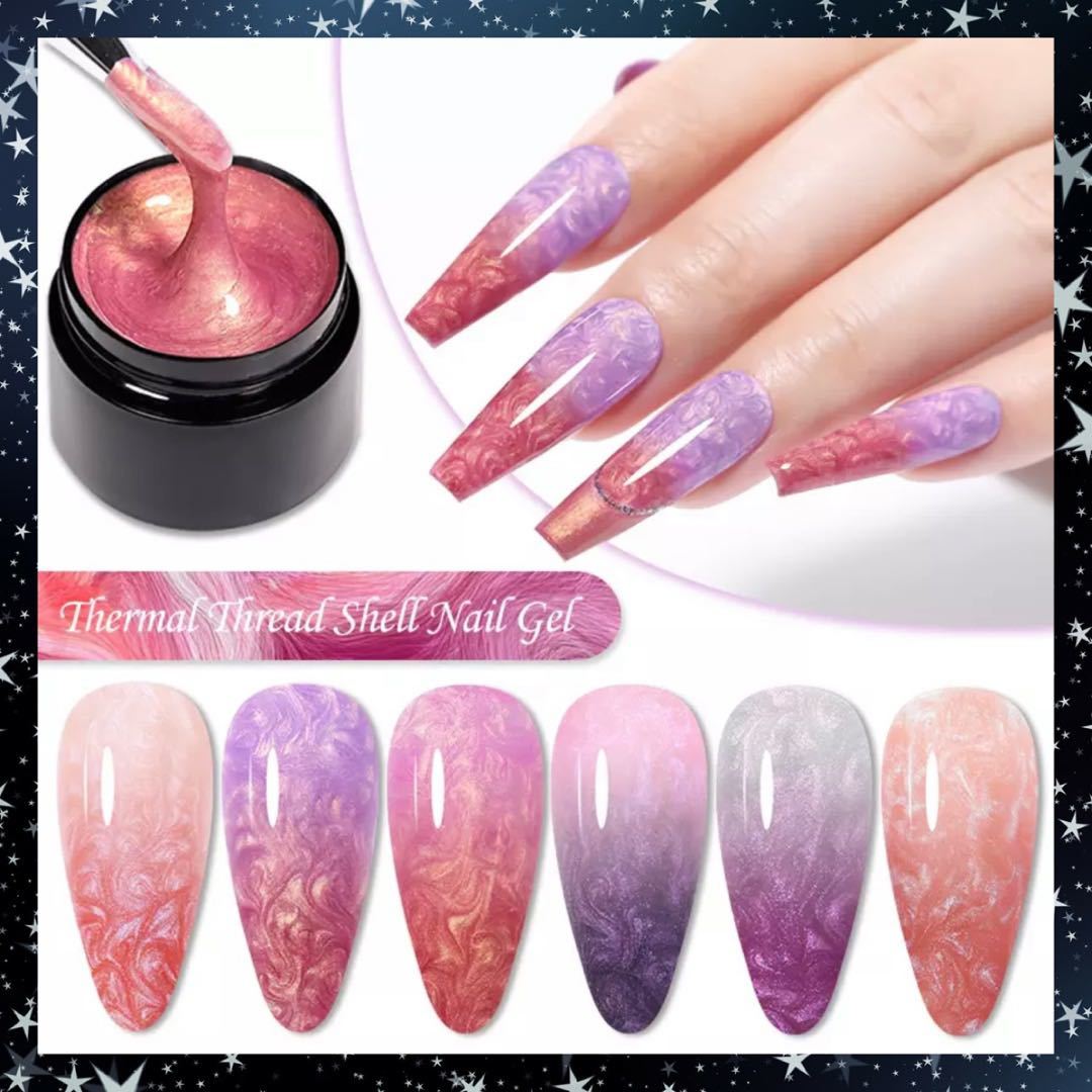 [6pcs]MEET ACROSS * mist mist pearl thermal s red chameleon ka Large .ru nails set *TF55-TF60( container type )
