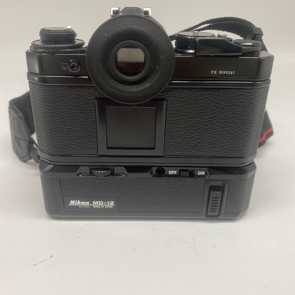 2401F9 Nikon ニコン FE 3593261 一眼レフカメラ フィルムカメラ ボディのみ　モータードライブ付き　Nikon MD-12_画像4