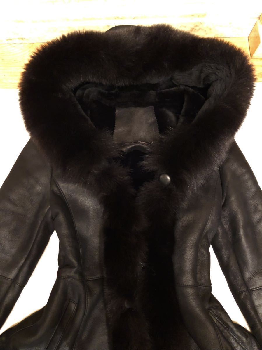 platinam sheep leather ram leather fox fur real mouton flair coat beautiful goods 