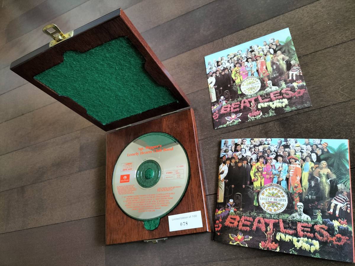 ★レア！“特製木製CD-BOX” 『SGT. PEPPER’S LONELY HEARTS CLUB BAND』100個限定品！No入り！UK盤CD THE BEATLES 未使用！美品！_未使用！美品！ブックレットetc付き！