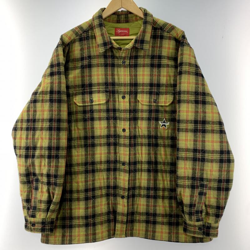 【中古】Supreme　21AW　Quilted Plaid Flannel Shirt　XL　シュプリーム　キルト　チェック　シャツ[240019433781]