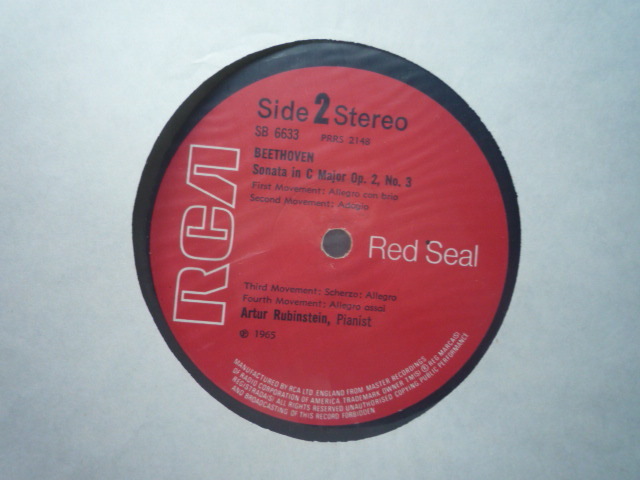 SC31 英RCA盤LP ベートーヴェン/ピアノ・ソナタ23、3番 ルービンシュタイン SB規格_画像3