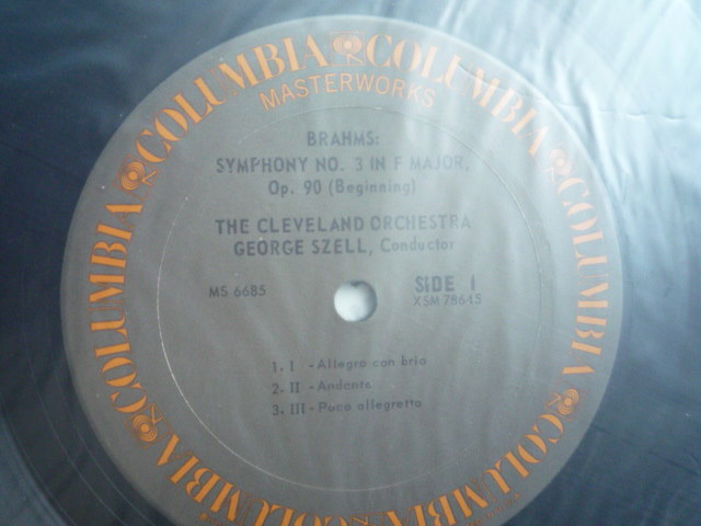 SD61 米COLUMBIA盤LP ブラームス/交響曲第3番、ハイドン変奏曲 セル/クリーヴランドOの画像3