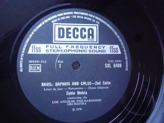 SF23 英DECCA盤LP ラヴェル/ダフニスとクロエ第2組曲、ラ・ヴァルス他 メータ/ロス・アンジェルスPO ED4の画像3