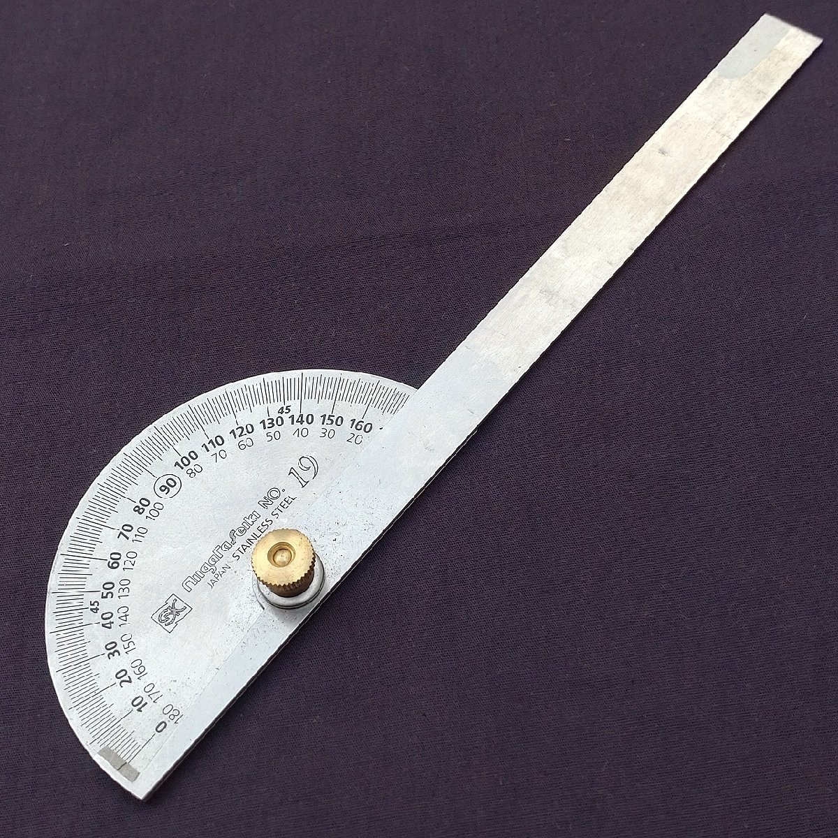 プロトラクター 新潟精機 PROTRACTOR No.19 直径90×厚1.2 竿全長200×厚1.2 【9015】_画像1