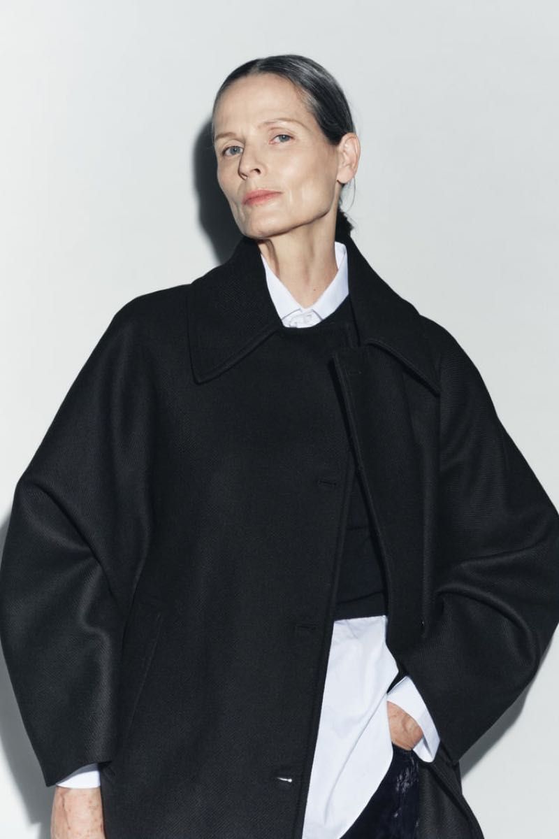 ZARA クロップド MANTECO ウール コート ブラック M-L|Yahoo ZARA クロップド MANTECO ウール コート ブラック M-L|Yahoo