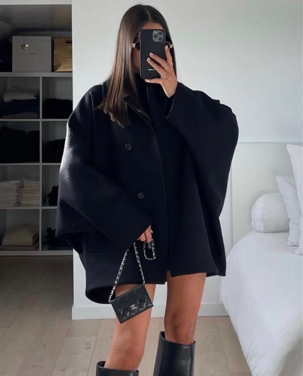 ZARA クロップド MANTECO ウール コート ブラック M-L|Yahoo ZARA クロップド MANTECO ウール コート ブラック M-L|Yahoo