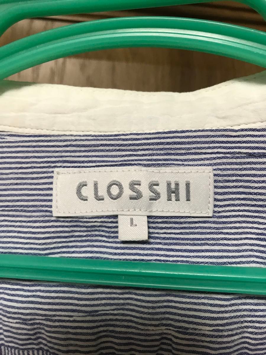 CLOSSHI Lサイズ レディース　ロングシャツ 長袖 七分袖 ブラウス シャツ　カジュアル　服　綿100 フォーマル