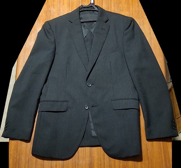 MUJI Muji Ryohin ( хорошая вещь план ) шерсть костюм комплект цвет : серый | полоса 