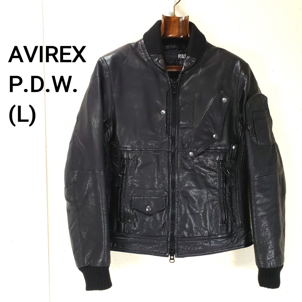 美品 AVIREX アヴィレックス P D W 牛革レザー スワット 美品 AVIREX アヴィレックス P D W 牛革レザー スワット