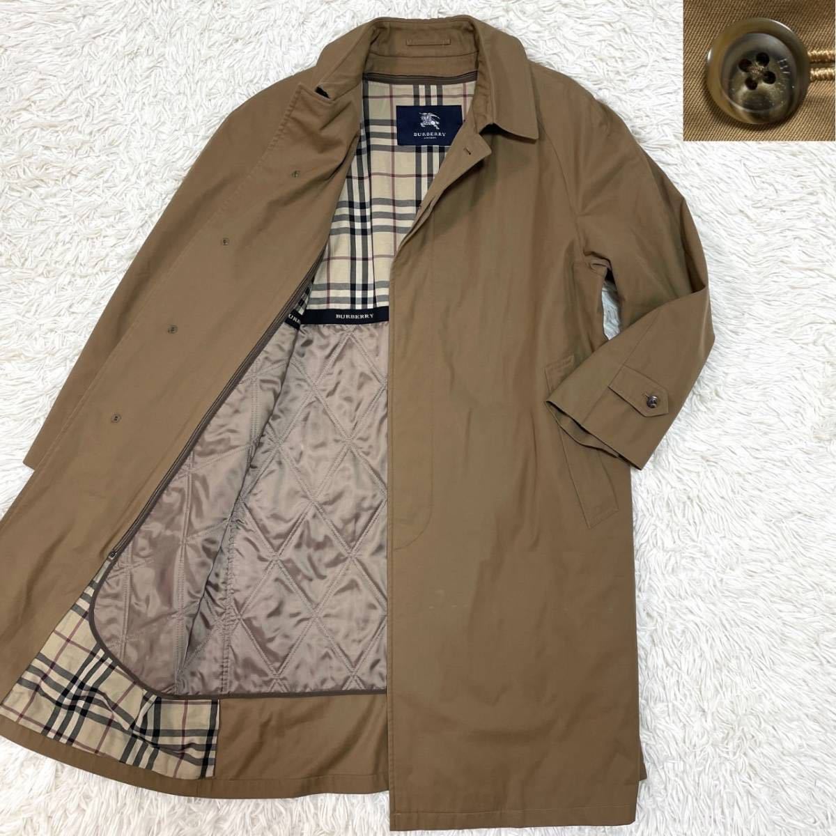 美品 L バーバリー ロング ステンカラー コート ノバチェック ウール ライナー 茶系 BURBERRY LONDON ロンドン ベージュ 日本製_画像1