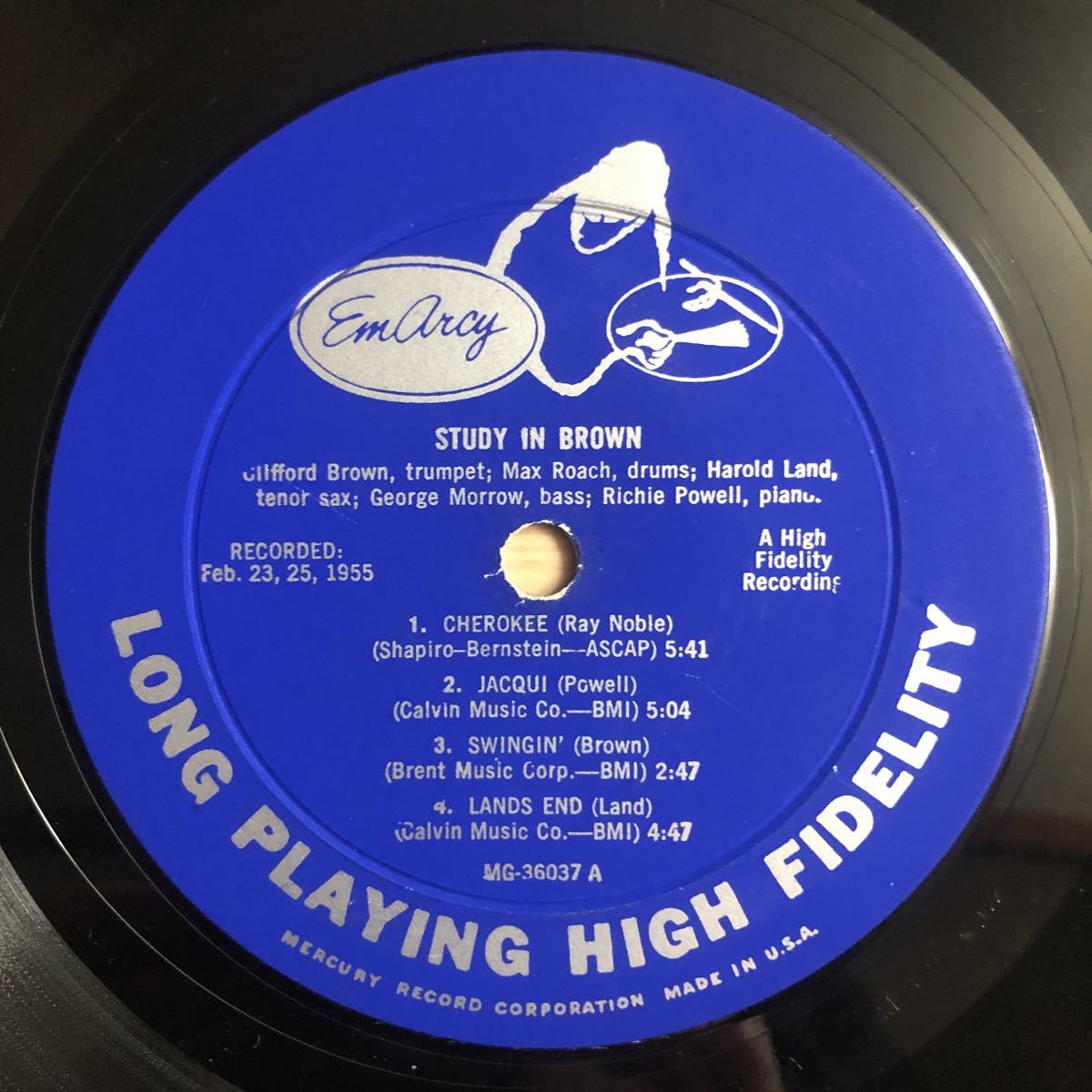 LP MONO DG CLIFFORD BROWN/STUDY IN BROWN[US盤:初年度'55年PRESS:MG-36037:天才トランぺッターが最強クインテットで奏でた最高の演奏!!]